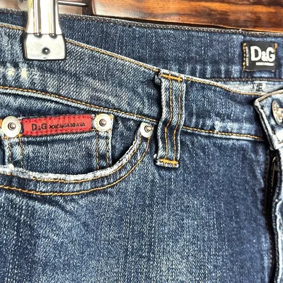 D&G Dolce & Gabbana Womens Denim Capri Jeans With Lace Accent Size 32 waist - Picture 7 of 12